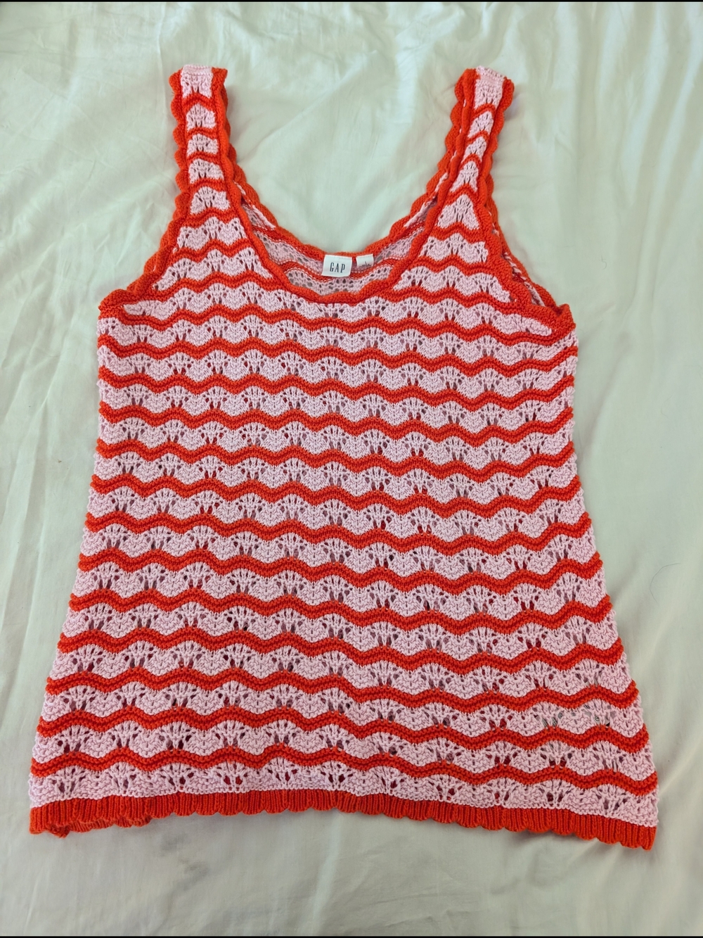 GAP Crochet Tank Top in Pink and Red